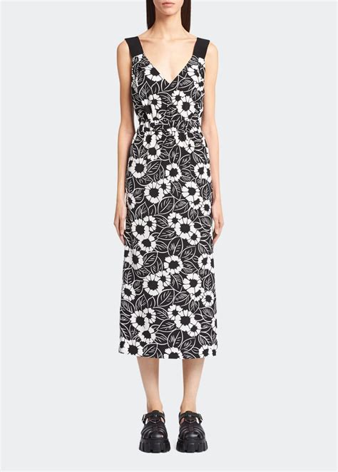 fiore prada|Prada Floral Crepe de Chine Fiore Midi Dress .